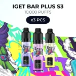 3 PCS - IGET Bar Plus S3 10000 Puffs