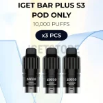 3 PCS - IGET Bar Plus S3 Pod Only 10000 Puffs