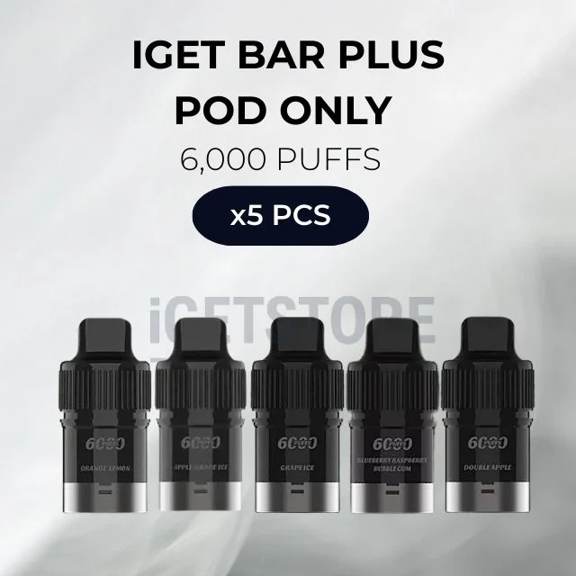5 pcs iget bar plus pod only 6000 puffs