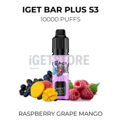 Iget bar plus s3 10000 puffs raspberry grape mango