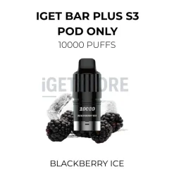 Iget bar plus s3 pod only 10000 puffs blackberry ice