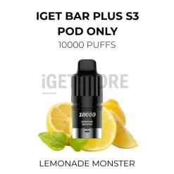 Iget bar plus s3 pod only 10000 puffs lemonade monster