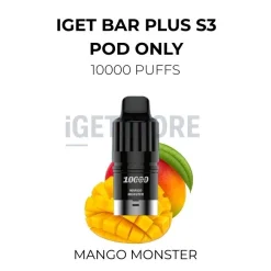 Iget bar plus s3 pod only 10000 puffs mango monster