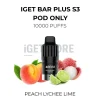 Iget bar plus s3 pod only 10000 puffs peach lychee lime