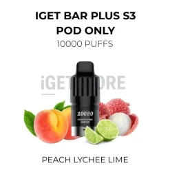 Iget bar plus s3 pod only 10000 puffs peach lychee lime